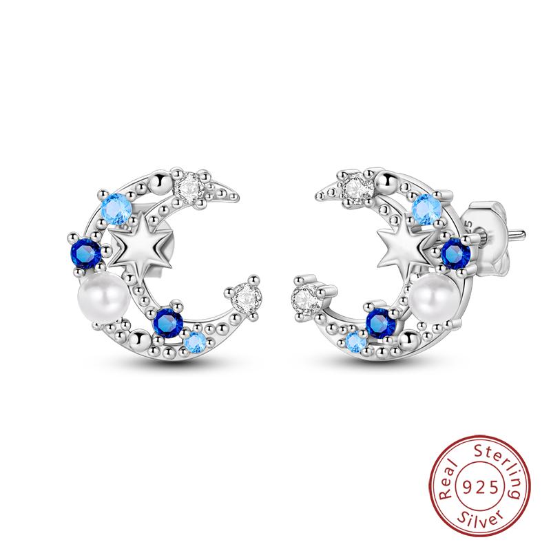 New 925 Silver Hope Rainbow Flower Earrings For Women Sparkling Colored Zircon Star Koi Earrings Fashion Party Jewelry