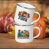Thankgiving Truck Printed Coffee Cup Enamel Mugs Juice Cups Fall Travel Family Kids Mugs Hot Cocoa Chocolate Tea Cups