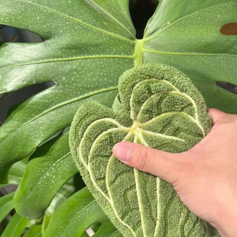 Absorbent Hand Towel Plant Leaf Design For Kitchen Bathroom Cleaning Cloth Quick Dry Kitchen Accessories With Hanging Loop