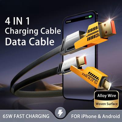 4 в 1 USB Type C кабель Type C TO C PD 65 Вт 27 Вт LIGHTNING быстрая зарядка Mech кабель для iPhone Samsung Xiaomi OPPO