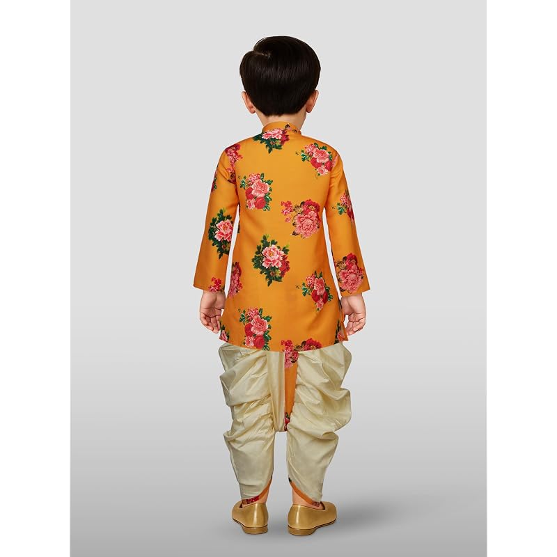Шелковый набор Kurta Dhoti для мальчиков Vastramay для Джанмаштами, фестиваля Ракхи, этническая одежда с цветочным принтом