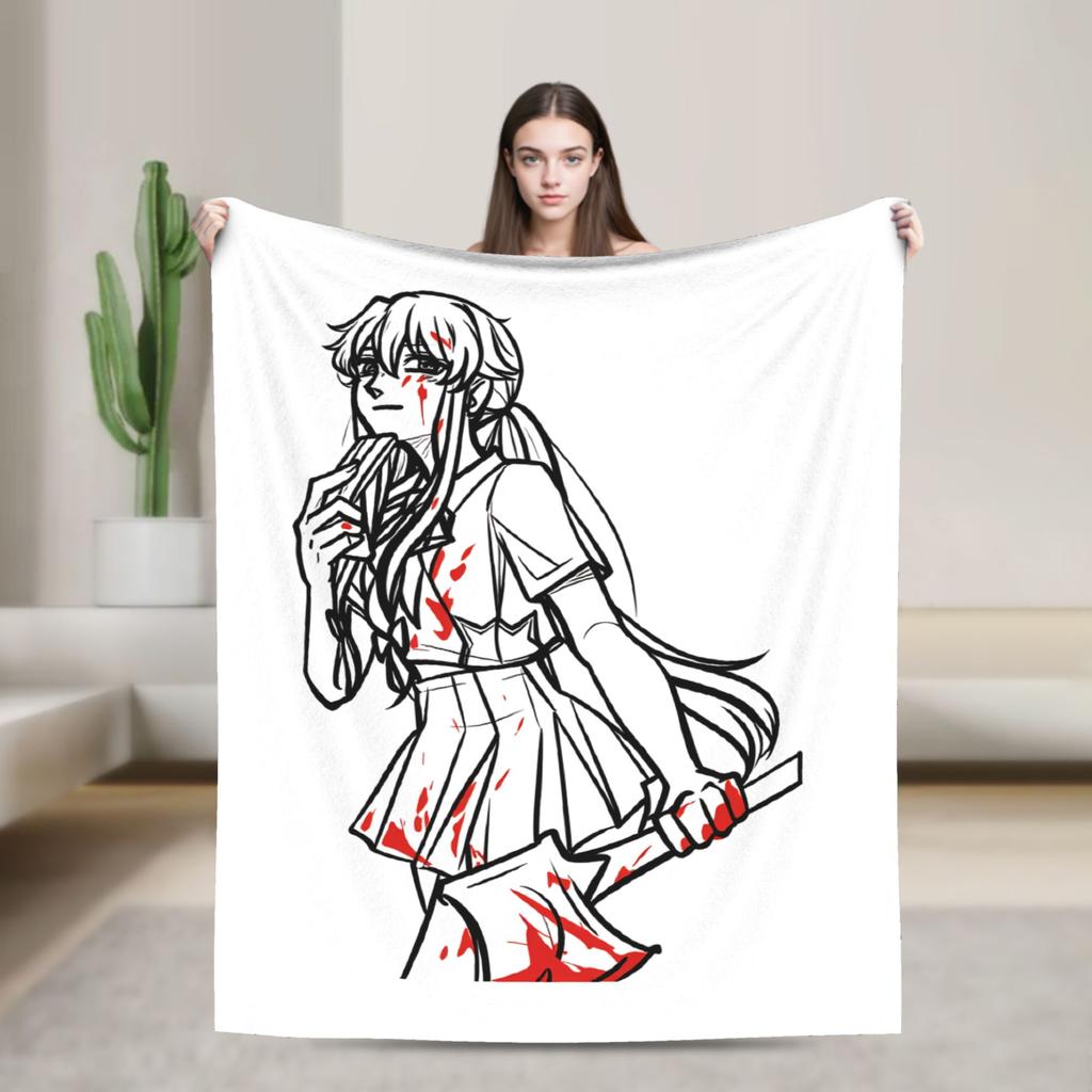 Super Warm Blanket Camping Mirai Nikki Number Twelve Throw Blanket Flannel Bedspread Living Room Street Trend Sofa Bed Cover