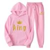 Men Women Couples Hooded Sweatshirt Set Loose Long Sleeve Fleece Sportswear Pants Casual Winter Outfit