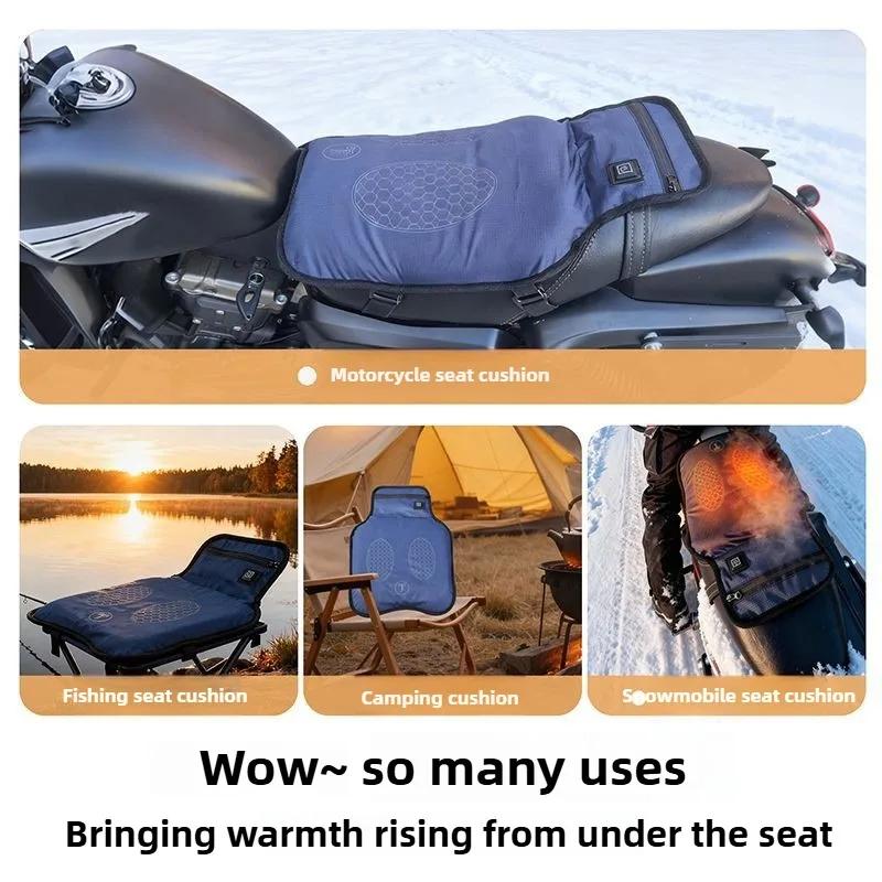 Motorcycle Heated Seat Cushion 5V Universal Motorcycle Warmer Seat Cover with Three-level Heating Function Warm Seat Cushion