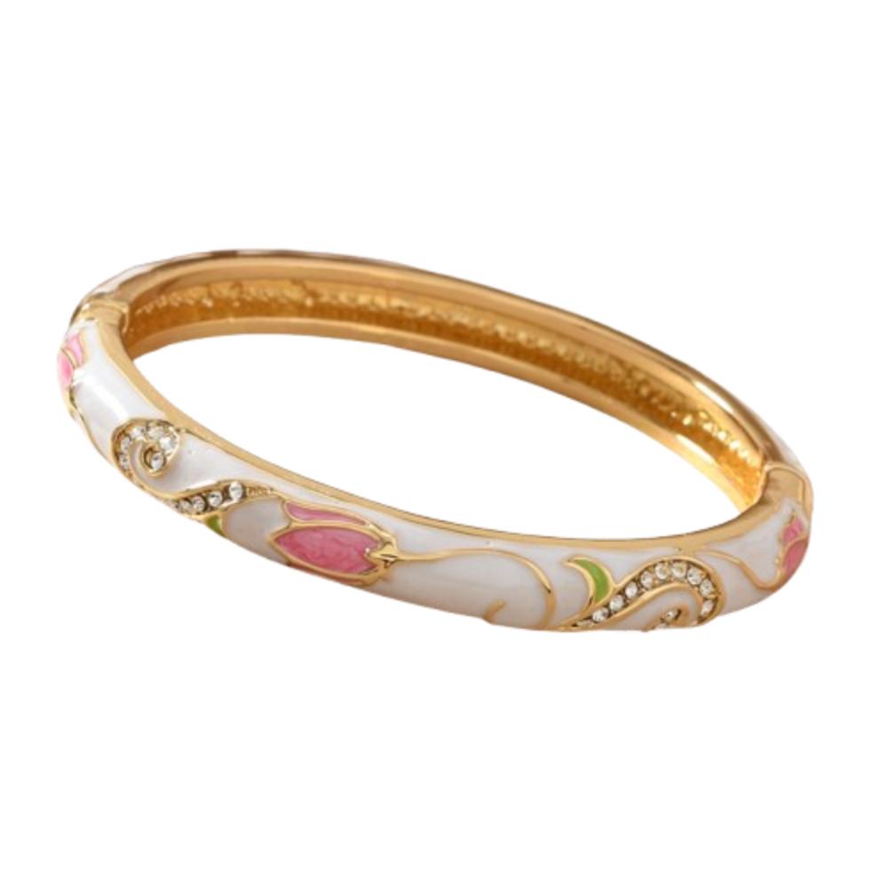 Chinese Style Vintage Cloisonne Bangle Enamel Women's Hand Bracelet Hollow Out Flower Bangle Girls