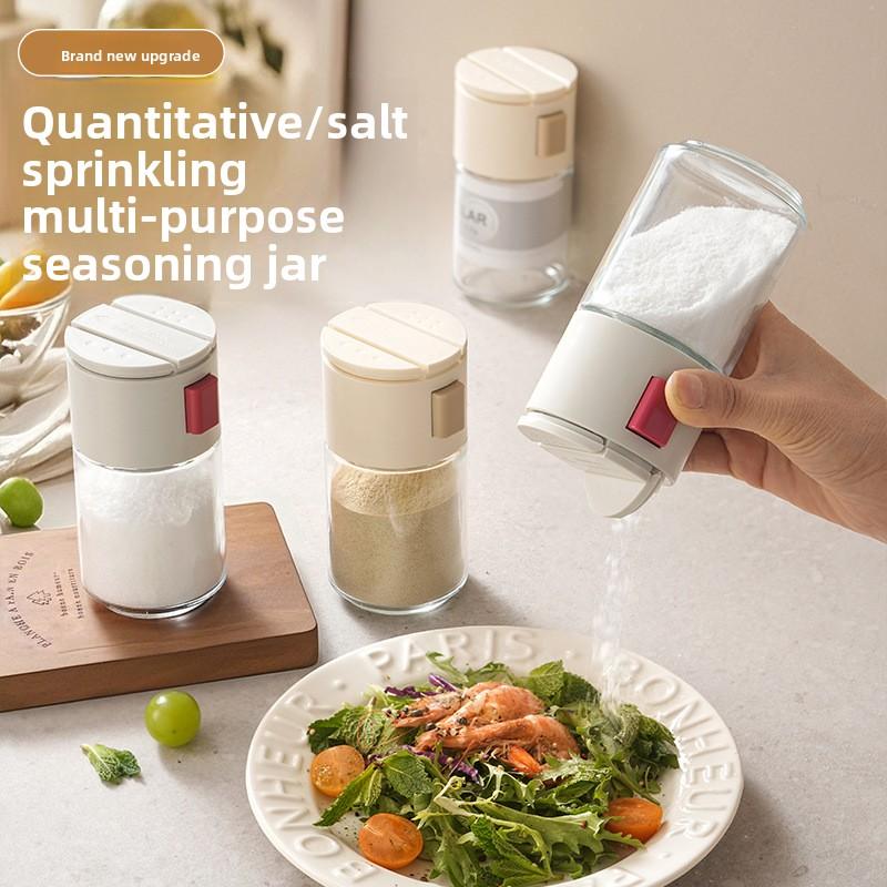 Стеклянная емкость двойного назначения для соли и специй с функцией измерения для хранения кухонных приправ