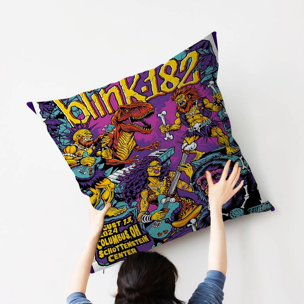 B-Blink 182 Rock Band Cushion Cover Car Throw Pillow Case For Sofa Car Christmas Gift 40X40Cm 45X45Cm