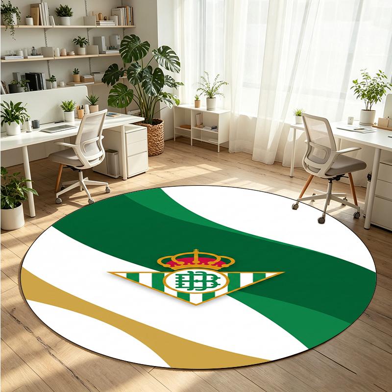 Real Betis Football Printed Round Crystal Velvet Rug Soft Non Slip Floor Carpet For Bedroom Holiday Gift