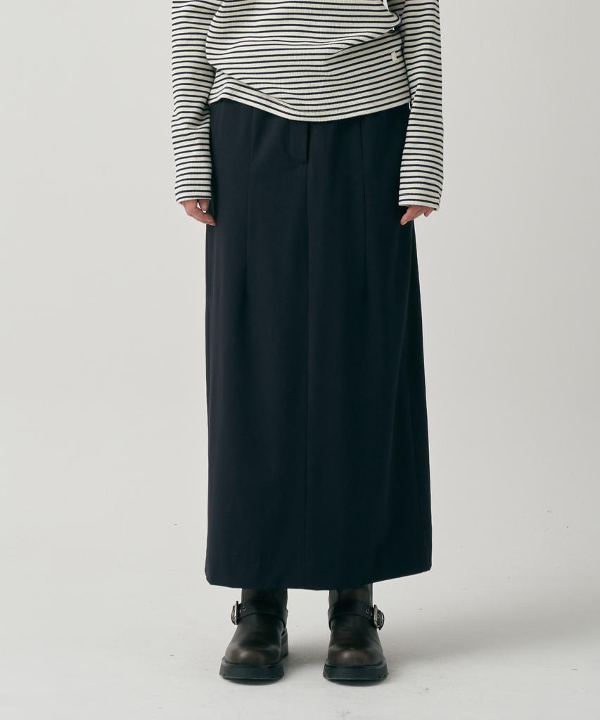 Mot Slit Band Long Skirt - Navy