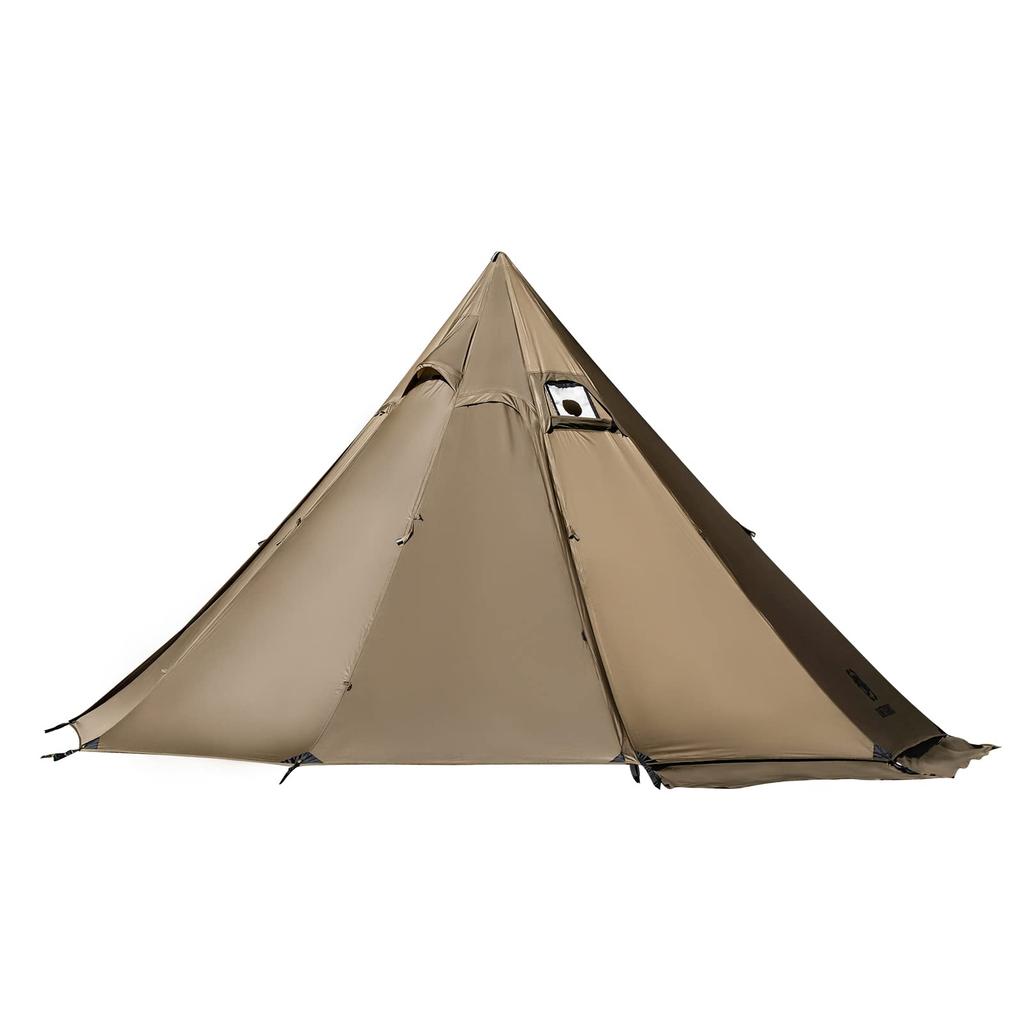 OneTigris Northgaze Silnylon One-pole Tent for 2-4 People, Lightweight, Waterproof, 1 Pole Included, Easy To Set Up, Snow Skirt Included, Chimney