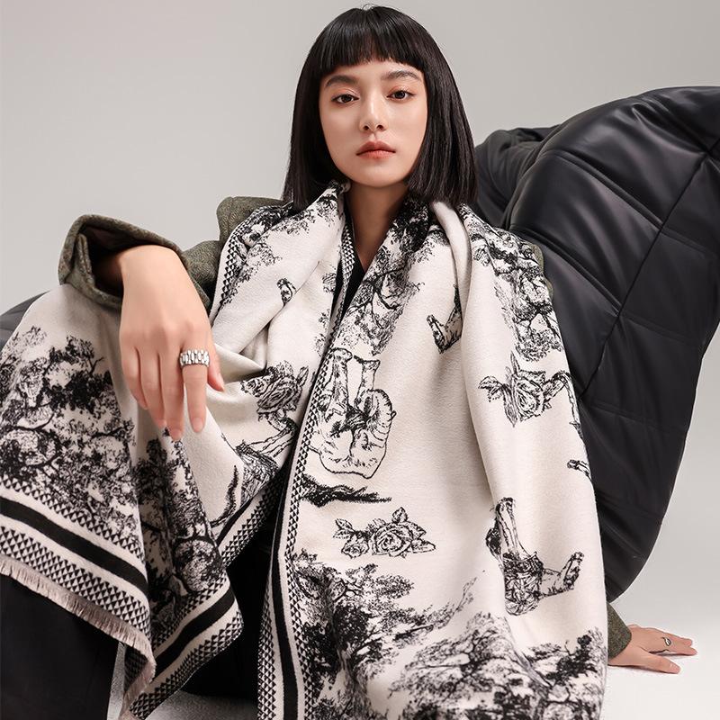 Autumn And Winter Models, Ethnic Style, Wasteland Style, Camel Print, Women'S Imitation Cashmere Warm Scarf, Travel Out With A Shawl