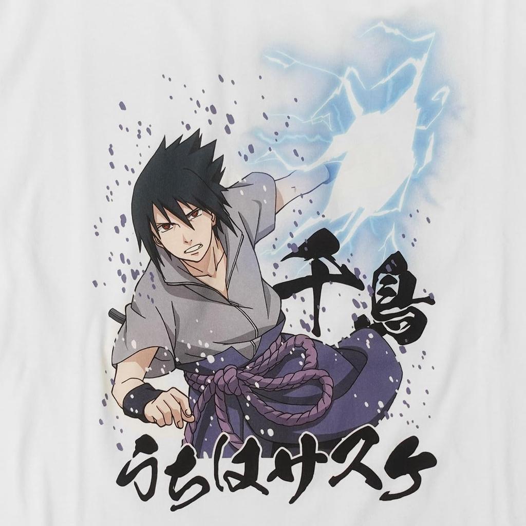 Naruto Casual T-Shirt, Sasuke Shippuden Character Merchandise, Short Sleeve, Plus Sizes, Men's, White