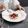 Pure White Lotus Leaf Shaped Ceramic Dining Plate Irregular Dessert Plate Sushi Plate Molecular Cuisine Specialty Tableware