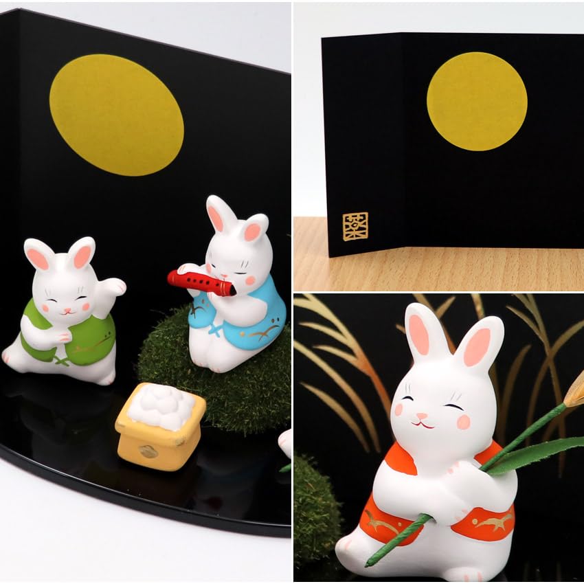 Кролик Осака Чосэйдо Керамический Кролик 15-я Ночь Просмотр Оригинальный Деревянный Бирка Бесплатный Бонус Включен Украшение, Кролик, Кролик, (Лунный Банкет),