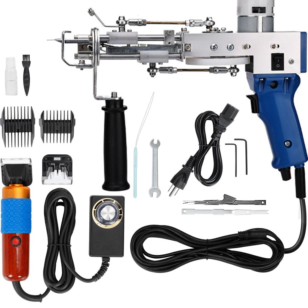 Тафтинговый пистолет с комплектом триммера для ковров, тафтинговый пистолет 2 в 1 с разрезным и петлевым ворсом, комплект станка для коврового пистолета для начинающих