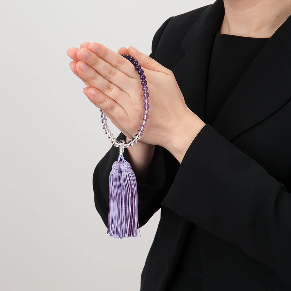 Алтарный магазин Takita Kyoto Молитвенные четки для 7 мм чистого шелка с головкой из мешочка для бусин могут использоваться всеми. Сертификат включен [Буддийский Shoten] Женщины, Аметист,