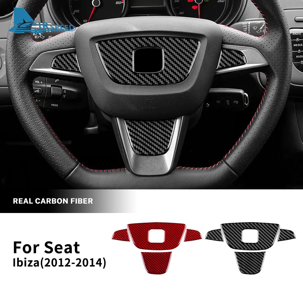 Real Soft Carbon Fiber Sticker For Seat Ibiza 6j 2012 2013 2014 LHD RHD Car Steering Wheel Center Bottom Frame Interior Trim