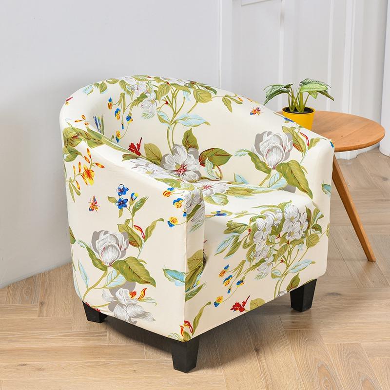 Floral Printing Club Armchair Covers Chair Slipcover Stretch Tub Chair Cover Sofa Cover Spandex Couch Covers for Bar Counter
