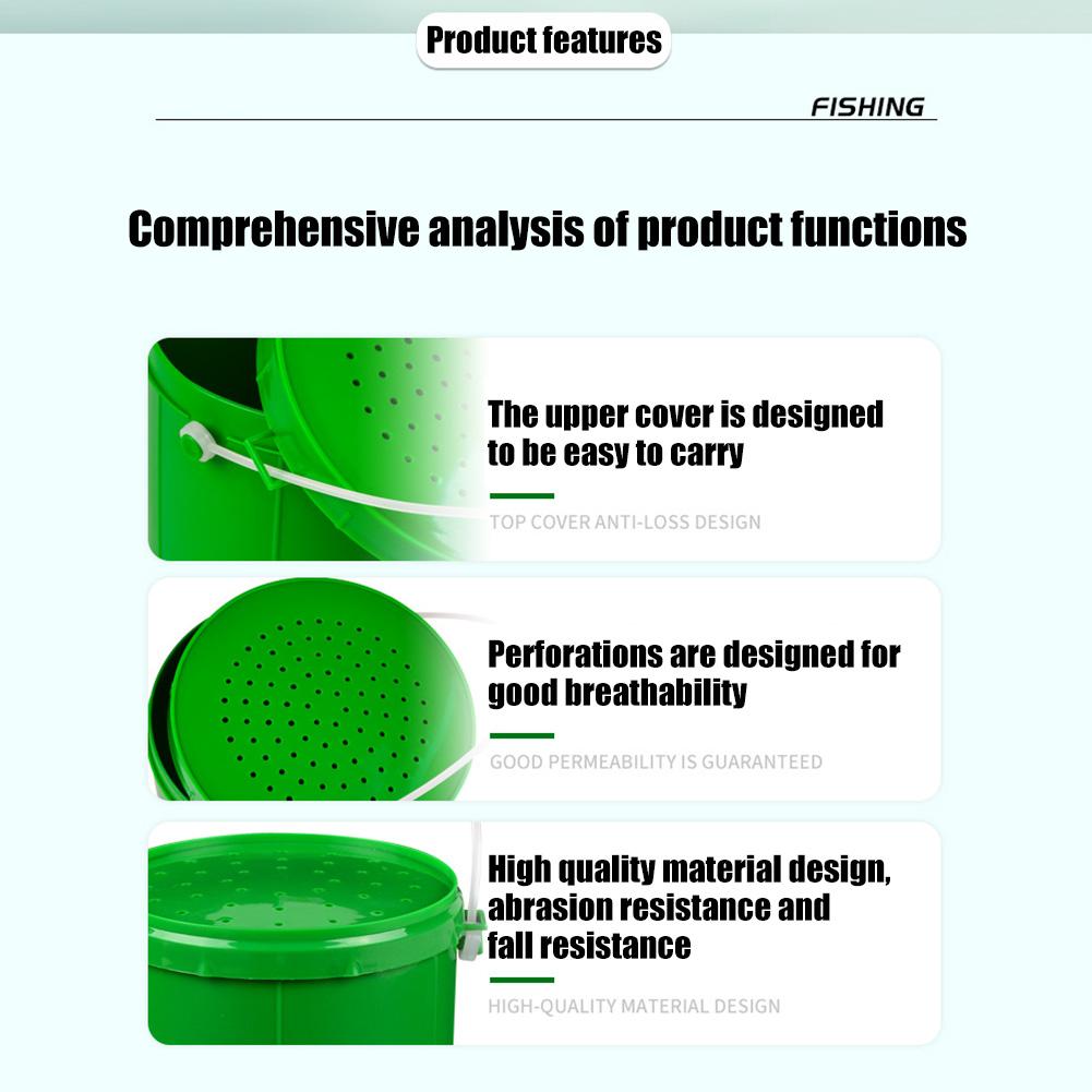 Fishing Tackle Boxes Breathable Live Earthworm Box Plastic Worm Lures Container Portable Handle Storage Tool Fishing Gear