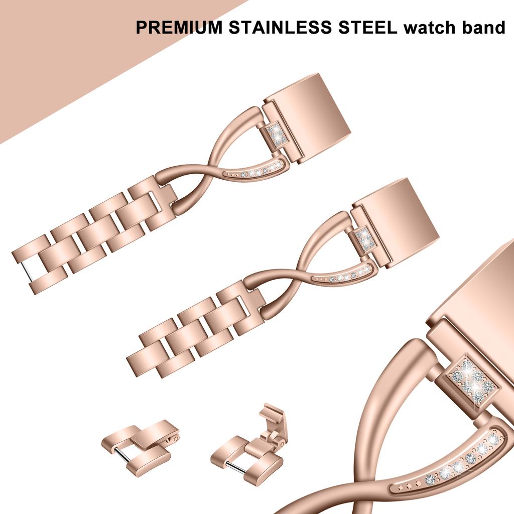 Diamond Decor Zinc Alloy Chain Watch Strap for Fitbit Charge 2