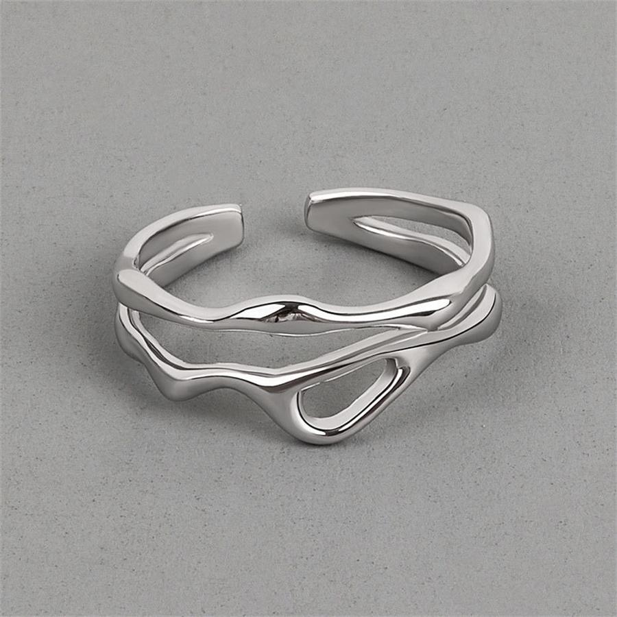 INS Fashion Серебряный цвет нерегулярные жидкие лавовые каплевидные кольца для женщин геометрический поворот панк открывающееся кольцо ювелирные изделия