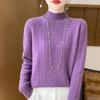 Women Sweater 100% Wool Turtleneck Knit Pullover Thick Winter Jumpers Female Knit Tops