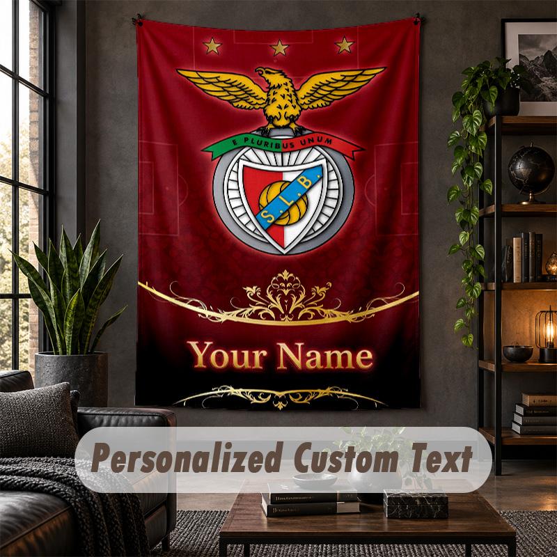 Wall Tapestry Benfica FC Print Custom Name Text Wall Hanging Home Decor