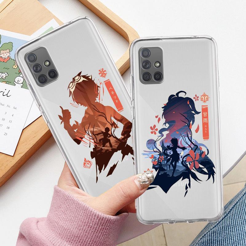 Прозрачный чехол для Samsung Galaxy A52 A12 A51 A32 A21s A71 A32 A22 50 A70 A31 A72 5G чехол для телефона аниме Genshin Impact Coque Capa