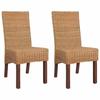 Dining Chairs - vidaXL - Set of 2 - Authentic Rattan - Solid Wood - Contemporary Style