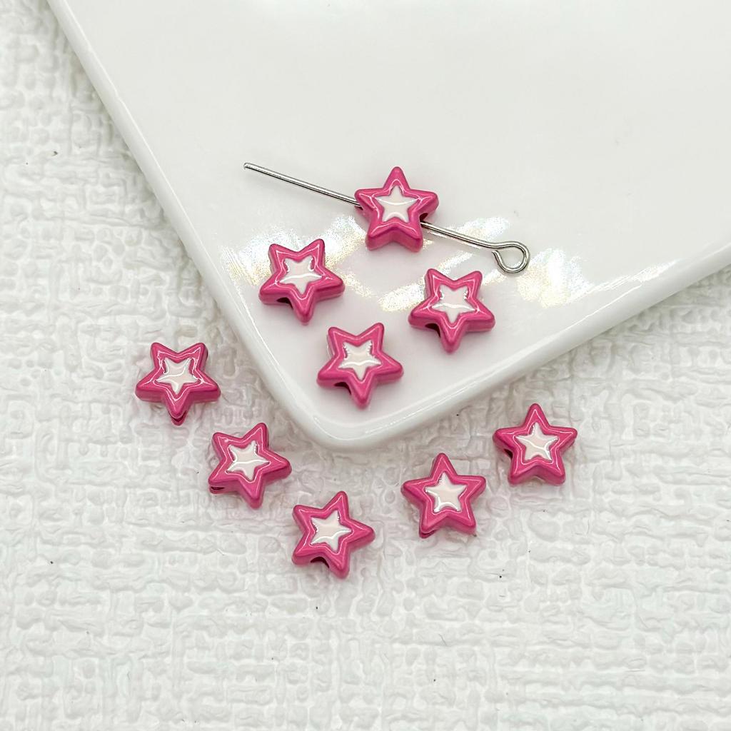 Двухцветные бусины в форме пятиконечной звезды из сплава для самостоятельного изготовления украшений и браслетов.