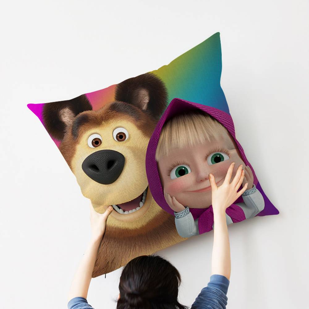 MMasha And BBears Personalized picture text home decorative pillows Household Gifts 45x45cm