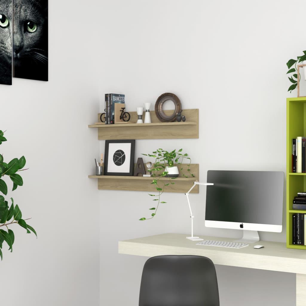 Wall Shelves 2 pcs Sonoma Oak 80 x 11.5 x 18 cm Wood Based Material