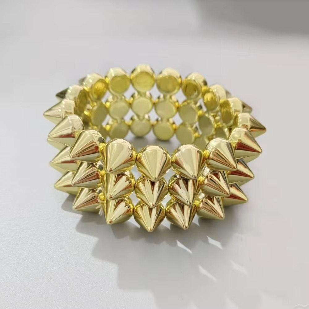 Three-row Punk Style Bracelets Y2K Jewelry Goth Rock Bangle Cool Rivet Cone Bracelets Hip-hop