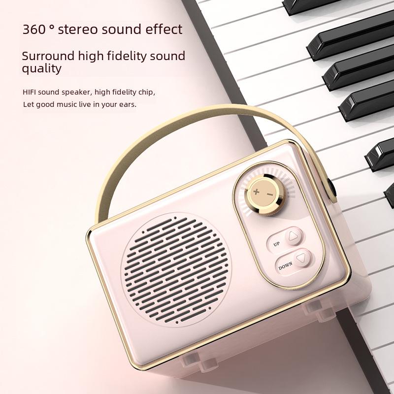 Портативный ретро мини Bluetooth-динамик с USB, TF-картой, FM и высококачественным звуком для использования на открытом воздухе