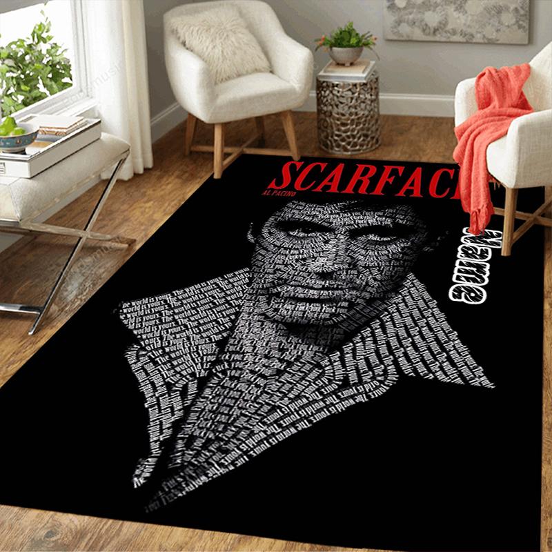 Custom 1Pc Scarface Typography Art Rug Office Carpet Indoor Outdoor Entrance Doormat Nonslip Soft And Comfortable Living Room D2915320