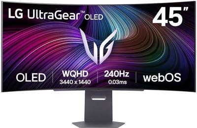Изогнутый игровой монитор - LG - 45'' - WQHD - 240 Гц - OLED-матрица - 0,03 мс - Регулируемый по высоте - 45GX90SA-B.AEU