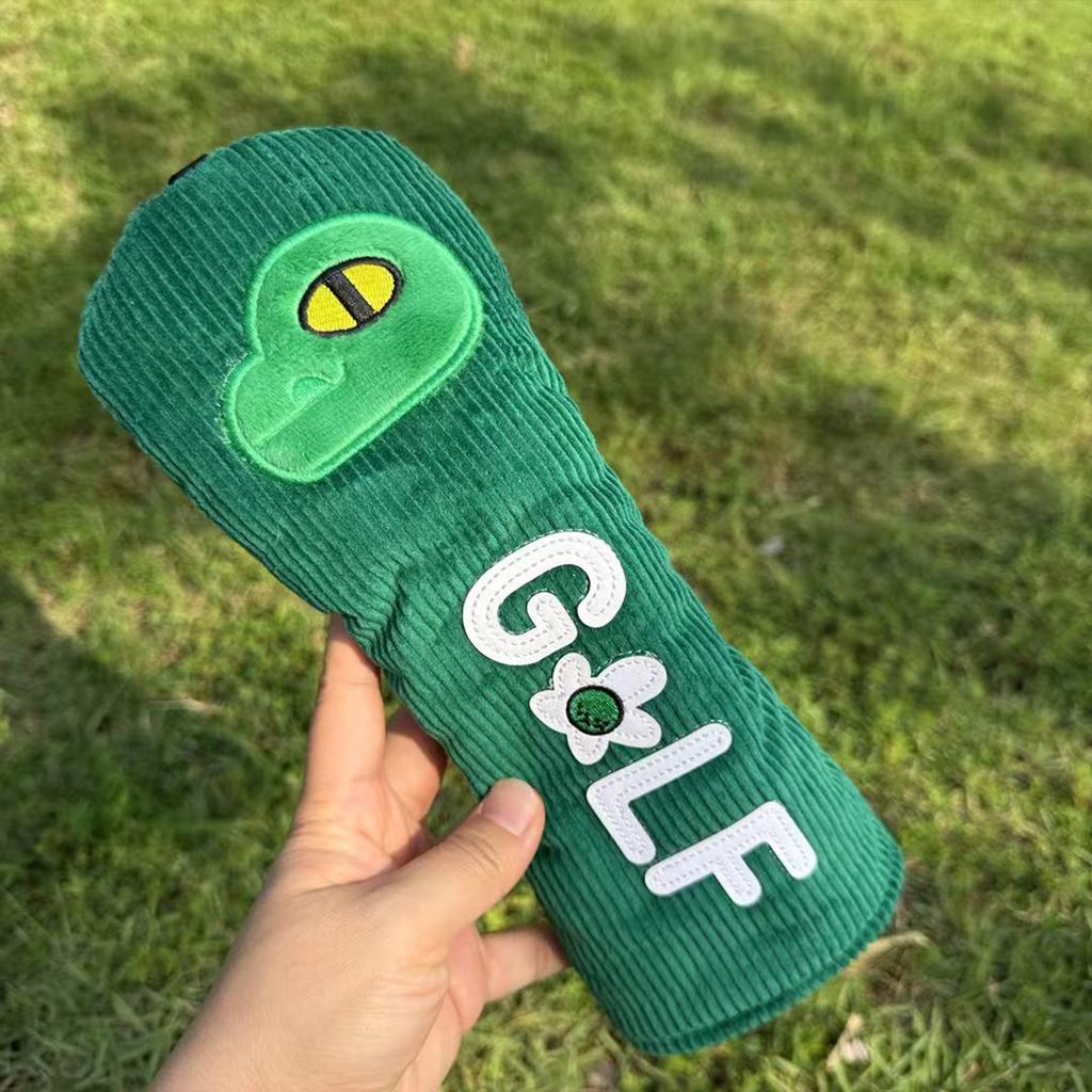 Golf Club Head Covers With Cartoon Design For Driver Fairway Wood Hybrids Corduroy Material Protection