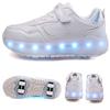 Kid's Lights Sports Shoes Rubbing Shoes Solid Magic Patch Can Charging Double-row Four-wheel Slide Shoes
