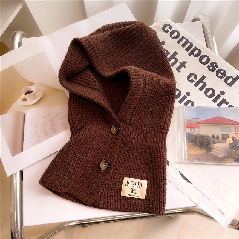 Зимний шарф, теплая вязаная накидка на шею, шерстяная шапка, балаклава, однотонный шарф