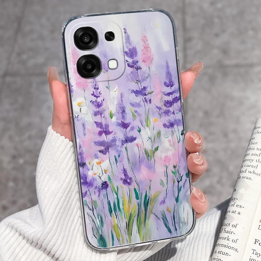 Для Oppo A6 Pro A6x A5x K13 Realme 15X C85 V70 V70s CT 7 7T 8 Чехлы для телефонов Красивые узоры Сакура Бабочки Корпус Мягкий силикон ТПУ Прозрачный корпус