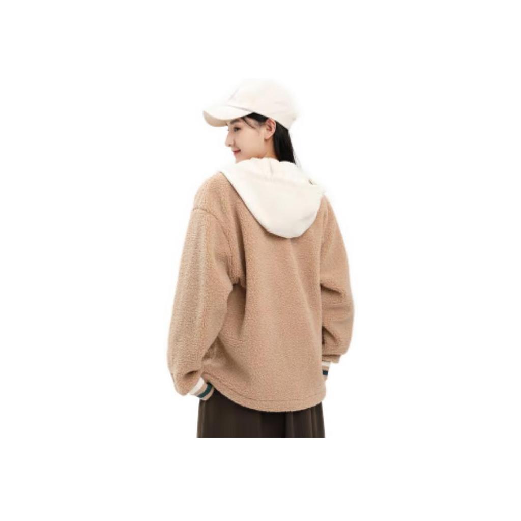 Anta Стиль жизни Серия Letter Color Block Молния С Капюшоном Толстая Куртка Женские Куртки Camel Milk-Tea 162348712-3