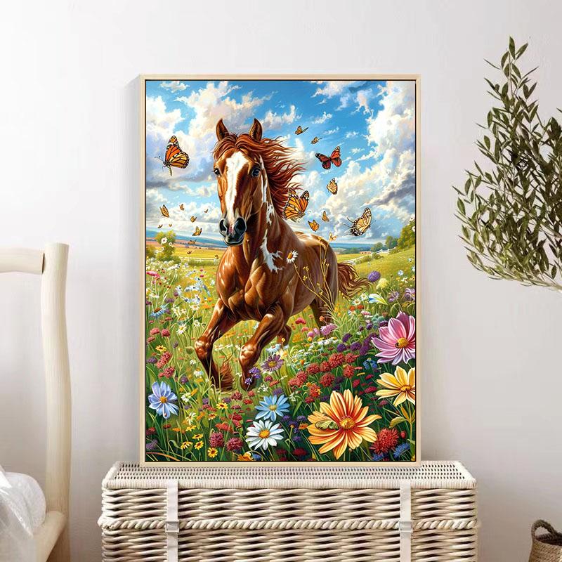 5d DIY Алмазная картина, вышивка крестом, бегущая лошадь, алмазная вышивка, цветок, морская мозаика, полный круглый дрель, домашний декор, ремесла