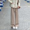 Модные толстые однотонные повседневные свободные широкие брюки женские осенне-зимние с высокой талией элегантные офисные женские брюки винтажные простые прямые брюки 25680