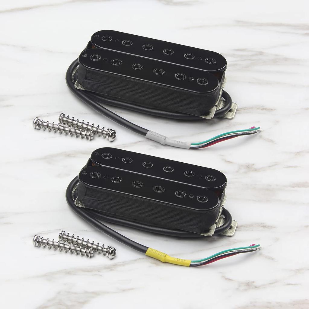 FLEOR Alnico 5 Звукосниматель для электрогитары, нековый, бриджевый, комплект, черный, хамбакер с двойной катушкой и 14-15K