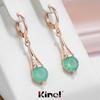 Длинные висячие серьги Kinel с зеленым цирконием для женщин, роскошные ювелирные изделия цвета розового золота, подарки для девочек, аксессуары