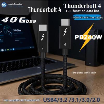 Коаксиальный кабель USB4 Thunderbolt 4, скорость 40 Гбит/с, быстрая зарядка 240 Вт, кабель данных Type-C 8K
