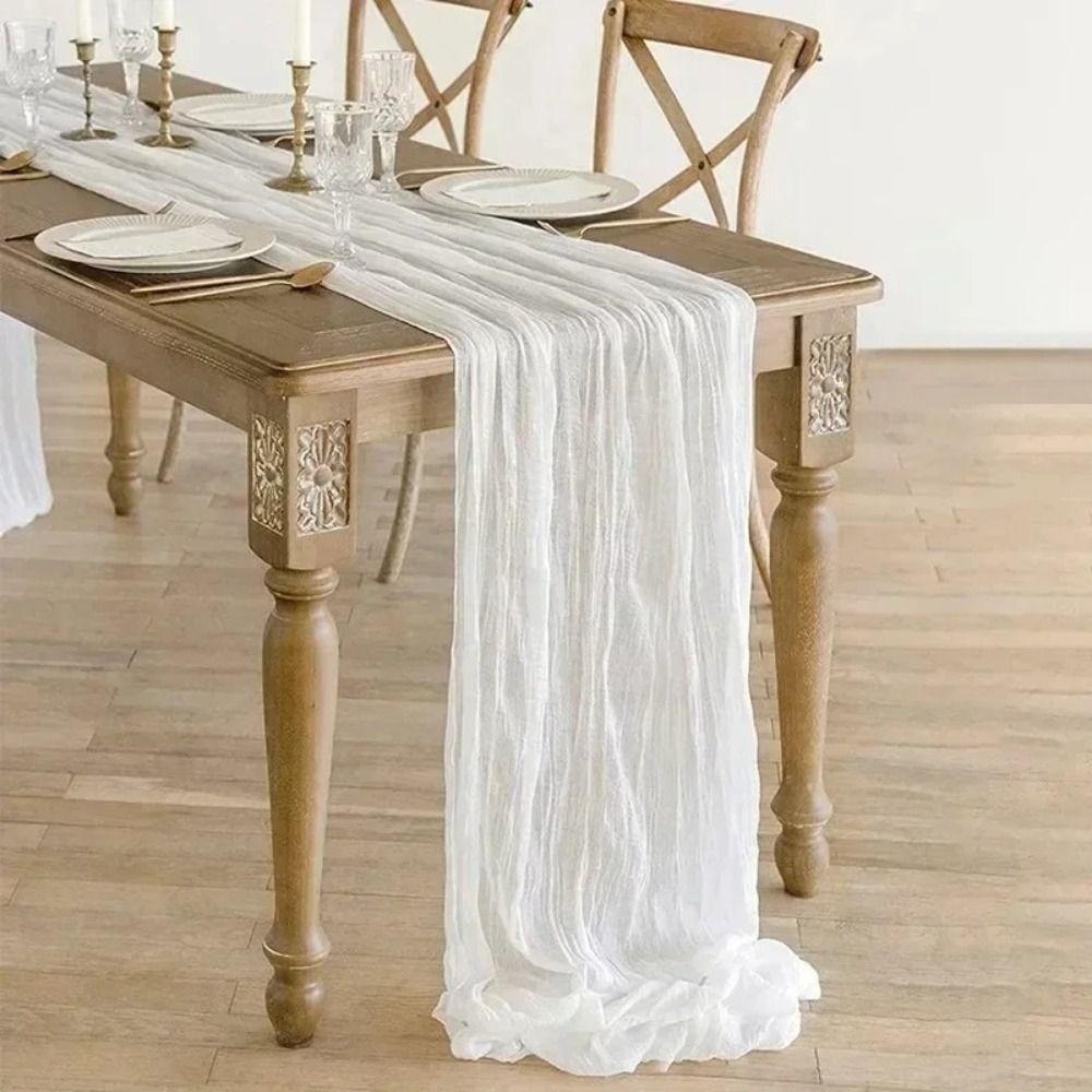 90x180/300cm Gauze Tablecloth Rustic Country Cheesecloth Table Setting  Dinning Decor