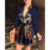 Danmo Women Printed Long Sleeve Dress Casual Bandage Mini A-line Dresses Sexy Party Feminias Vestidos Women Clothes