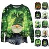 Женская мода ул.. День Святого Патрика Печатный Длинный Рукав Свободный Круглый Вырез Толстовка Топ Осень