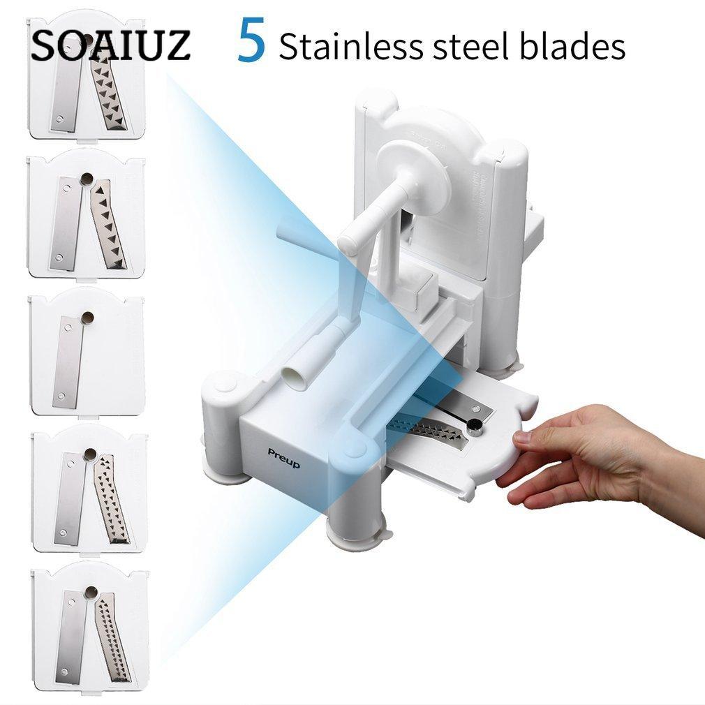 Многофункциональный 5-лезвийный слайсер для овощей, спиральный резак, измельчитель фруктов, ручной спиральный нож для домашнего использования, кухонные инструменты для приготовления пищи